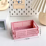 Mini kokkupandav plastikust hoiukarp Kokkupandav hoiukonteiner lauaarvuti kosmeetikatoodete hoiukorv Kodukontori organiseerimiskarp 1 arvuti roosa