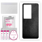 apgo Protective Skin Sticker for the back compatible with Vivo IQOO 11 5G, Wrap Film, Foil, Vinyl - Pattern Black Leather