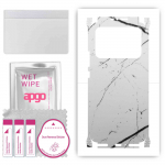 apgo Protective Skin Sticker for the back+sides compatible with Xiaomi Mi 11 Ultra, Full Wrap Film, Foil, Vinyl - Pattern White Marble
