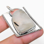 Natural Black Rutile Gemstone Handmade 925 Sterling Silver Pendant 1.85 h8a19