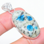 Natural K2 Blue Azurite Gemstone 925 Sterling Silver Gift Pendant 1.81 k9v88