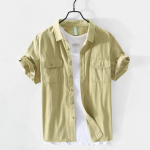 Uued moodsad suvised meeste s&auml;rgid Harajuku stiilis t&ouml;&ouml;riided meeste topid nooruslik v&auml;rske vabaaja 100 puuvill l&uuml;hikeste varrukatega s&auml;rk topelt taskutega 3XL khaki