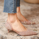 Kingad Rhinestone k&otilde;rged kontsad naiste pumbad Seksikas terav peo naiste sandaalid kontsa stiletto pulmakingad Zapatillas Mujer 37 gray
