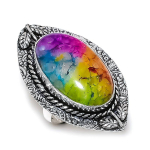 Natural Rainbow Solar Quartz 925 Sterling Silver Jewelry Ring Size 9 h3i24