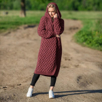 Talvine soe uus mood naiste pikk kootud kampsun kapuutsiga kardigan mantel XXXL beež