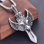 Hundipea m&otilde;&otilde;ga ripats vintage kaelakee, mood meessoost liialdatud tiivulise hundi kaelakee 50CM h&otilde;be