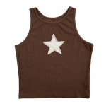 Y2K Esteetika Pruun t&auml;hega tikitud Baby Tee Streetwear L&uuml;hikeste varrukatega Summer Crop Top Cute Tee Chic Goth S