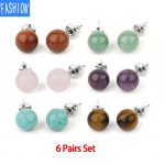 Creative Cute Peas Natural Crystal K&otilde;rvar&otilde;ngad Euroopa ja Ameerika Lihtsad K&otilde;rvar&otilde;ngad Naiste Algsed nipsasjakesed K&otilde;rvar&otilde;ngad 6 Mixed Pairs Set