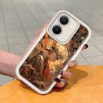 Pehme silikoonist ruudukujulise redeli mustriga telefoni&uuml;mbris, t&auml;ielikult kattev, kaamera p&otilde;rutuskindel kaitse, kummist &uuml;mbris Vivole Vivo Y28 5G pruun