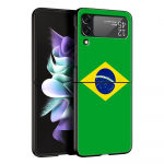 Brasiilia Brasiilia lipu jalgpallitelefoni &uuml;mbris Samsung Galaxy Z Flip 3 4 5 Must kokkupandav mobiilne kest Hard Coque Protect kate Samsung Z Flip 4
