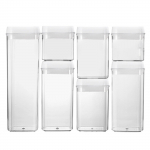 Plastikust kaanega toiduainete s&auml;ilitusmahutid 7 tk &otilde;hukindlad k&ouml;&ouml;gikanistrid jahu, teraviljasuhkru jaoks. Kaasas on sildid ja marker One Size