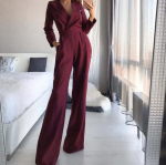 Naiste Trend Slim &uuml;hev&auml;rviline V-kaelusega bleiser, pikad sirged p&uuml;ksid XL veinipunane v&auml;rv