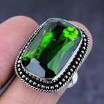 Peridot Gemstone Handmade 925 Steling Silver Gift Jewelry Ring Size 8.5 q8s42