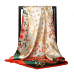 Naiste mood Ruut Vintage Print Satiin Kaelar&auml;t P&auml;ikesekindel sall Sall Sall Kvaliteetne 1tk 90*90cm 90-90cm