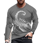Meeste moodne O krae pikkade varrukatega vabaaja isikup&auml;ra, vaba 3D-prindiga l&otilde;bus Scorpion printiga T-s&auml;rk kuni suuruseni, hingav top S