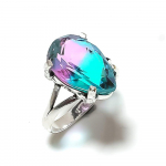 Natural Bi-Color Tourmaline Gemstone 925 Sterling Silver Ring Size 7 k3q28