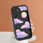 Pehme silikoonist ruudukujulise redeliga printimismustriga telefoni korpus T&auml;iskaanega kaamera p&otilde;rutuskindel kaitse kummist &uuml;mbris Samsungile Samsung A22 tumepunast v&auml;rvi