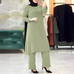 Danmo naiste moslemi kaheosaline komplekt pluus ja laia s&auml;&auml;rega p&uuml;ksid Musulman Ensemble v&ouml;&ouml; &uuml;he n&ouml;&ouml;biga s&auml;rk Ramadani tagasihoidlik riietus XS sinine