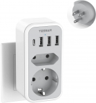 Tessan Pistikupesa adapter USA Kanada Prantsusmaa 3 USB ja 1 USB C, pistikupesa adapter EU USA-ga, pistikupesa adapter EU Kanadasse Mehhiko Tai, t&uuml;&uuml;p B 3 USB and 1 USB C Ports hall v&auml;rv