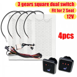 12V auto s&uuml;sinikkiust soojenduspadja komplekt, kolm kiirust l&uuml;litit, kaks istet, neli ruudukujulist osa 52,5x28 cm minitalvise istmepadi