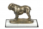 Bulldog, English Bulldog, British Bulldog - dog figurine, statue on white marble, trophy for Art-Dog dog show exhibition