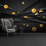 Tapeet Kaasaegne lihtne geomeetriline ringikujuline seinamaaling Elutoa diivan Magamistoa Taust Kodukaunistus 320 cm(W) x 240 cm(H)