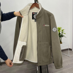 Sametine Soe Fliisjakk, Kahekihiline Puuvillane Jakk, Paks Jakk, P&uuml;stkrae, Mitme Taskuga Kapuutsiga Kampsun XXXL khaki