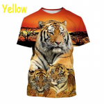 Tiger 3D Lahe T-s&auml;rk Mood Meeste Loomade Kunst Tiigri T-s&auml;rk Harajuku Uudsus Hip Hop Unisex Street l&uuml;hikeste varrukatega S
