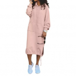 Naiste s&uuml;giskevadine kleit reguleeritava &auml;&auml;risega, n&ouml;&ouml;riga, n&ouml;&ouml;riga kapuutsiga, l&otilde;hikuga, plaastritaskuga vaba &uuml;hev&auml;rviline midikleit pikkade varrukatega paks kleit S hall