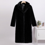 Solid Plush naiste talvemantlid, pika rev&auml;&auml;riga kunstkarusnahast jakk Kohev luksuslik kunstkarusnahast jope Naissoost naturaalne naturaalne kasukas naistele 5XL must