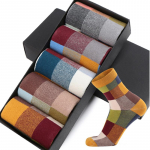 5 paarispaki meeste sokid, puuvillased vabaaja v&auml;rvilised ruudukujulised Happy Socks &auml;rikleit sokid meestele, suurus 38-45 5 Pairs