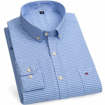 Puuvillane Oxfordi s&auml;rk, suur suurus S~7XL, vabaaja &auml;rimeeste ruudulised s&auml;rgid, ruudulise disainiga, tavaliistuvad pikkade varrukatega meeste pluusid. XXL
