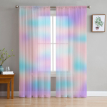 Boheemlaslik P&auml;ike Kuu T&auml;ht Unelmatep&uuml;&uuml;dja Vikerkaar L&auml;bipaistev Voile Kardin Elutoa Dekooriks Lehed Kaktus K&ouml;&ouml;giakna T&uuml;llkardin 1 PCS W100XH250cm&Rod Pocket