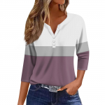 Naiste T-s&auml;rgi T-s&auml;rgi n&ouml;&ouml;biga 3/4 varrukatega igap&auml;evane n&auml;dalavahetuse mood V-kaelusega tavaline topp L sinine