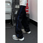 Hong Kong Trend Meeste Suvine Uus Sirge S&auml;&auml;rega Personaliseeritud Kirjaga Džinsid Hip-Hop Ins Trendikad High Street Trendikad Huligaani V&auml;limusega P&uuml;ksid S sinine