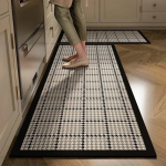 K&ouml;&ouml;givaip Veimav&otilde;tlik Libisemisvastane P&otilde;randamatt Kiselguur &Otilde;liimav Matt Must Valge Houndstooth Kodu Dekoreerimismatt 50x80cm