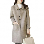 Naiste talvemantel, lahtik&auml;iv kraega, taskud, puhast v&auml;rvi &uuml;herealine kampsun lahtiselt liibuv mantel Termiline pikkade varrukatega reisimine tutvumiseks talvemantel XL aprikoosi