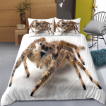 Tarantula Print Beddengoed komplekt Zwart Bruin Spider Dekvoodi kate, putukateema Zachte Dekbedovertrek Voor Kinderen Tiener, Wit AU Single(140x210cm)