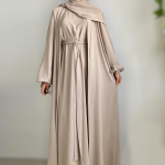 Abaya komplekt Kortsus Kangas Avatud Abaya Sisemine Pikk Kleit Islami Riietus Moslemitest Naiste Kleitide Komplekt T&uuml;rgi Kaftan Ramadan Eid M khaki
