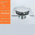 H&uuml;ppav p&otilde;randatrapp 304 roostevabast terasest ruudukujuline 10cm vannitoa jalaga vajutatav tihend 50mm toru jaoks &uuml;mmargune l&otilde;hnakindel &auml;ravooluava pop-up &auml;ravool