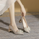 S&auml;ravad k&otilde;rged kontsad Naiste kingad 2024. aasta kevad, uus Bowknot kividest, terava ninaga naiste kingad Tursked kontsad Pumps Zapatillas Mujer 43 &scaron;ampanjav&auml;rvi