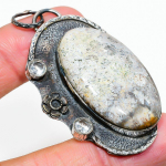 Fossil Coral, Topaz Handmade 925 Sterling Silver Pendant 2.48 y6j02