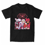 Retro Hazbins Hotels T-s&auml;rk meestele Puuvillane l&uuml;hikeste varrukatega Angel Dust Crewneck Suvetopsid T-s&auml;rgid Meeste S must