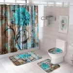 4tk komplekt Uksematt Du&scaron;ikardin koos libisemiskindlate vaipadega WC-istmekate Vannivaip Vastupidav veekindel vannitoa kodu sissep&auml;&auml;su sisekujundus 180x180cm
