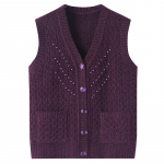 Vest V-kaelusega vest Keskealistele ja eakatele naistele Kevadine ja s&uuml;gisene temperament Elegantsed eakate riided XL lilla