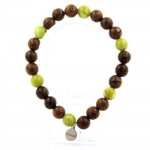 Pierres et Min&eacute;raux. Bracelet Perles Serpentine Jade de Chine + bois 8 mm. Fabriqu&eacute; en France.