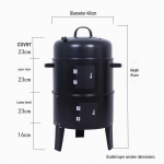 BBQ 3-in-1 suitsetaja: Suitsuahi, hautamisahi, BBQ-ahi, maguskartulir&ouml;stija, &uuml;mart&uuml;nni disain.