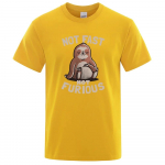 Not Fast Not Furious Kawaii Sloth Print Clothing Meeste T&auml;navasuured T-s&auml;rgid Hingav puuvillane T&auml;navar&otilde;ivad Loominguline T-s&auml;rk S beež