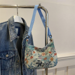 Naiste k&auml;ekott Vabaaja V&auml;rviline Puuvillane Linane Naiste Isikup&auml;rane Mood L&otilde;uend Tikand &Otilde;lakott tumesinine v&auml;rv