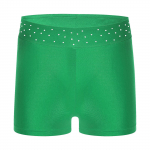 Laste s&auml;delevad elastse v&ouml;&ouml;kohaga l&uuml;hikesed p&uuml;ksid s&auml;ravate strassidega, sportlik riietus treeninguteks ja lavale 7-8 Years roheline